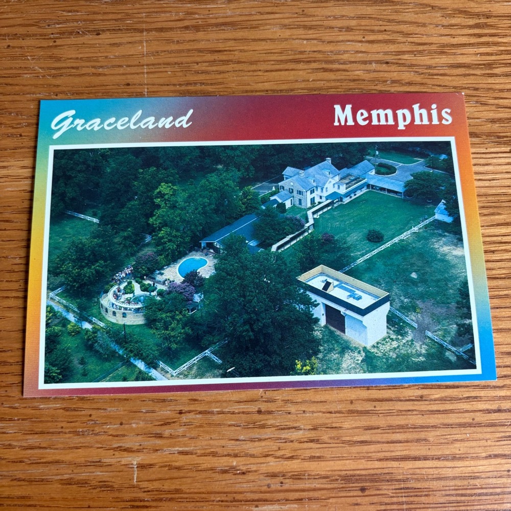 Graceland Memphis Elvis Presley Mansion Aerial View Postcard L-4234-E Tennessee